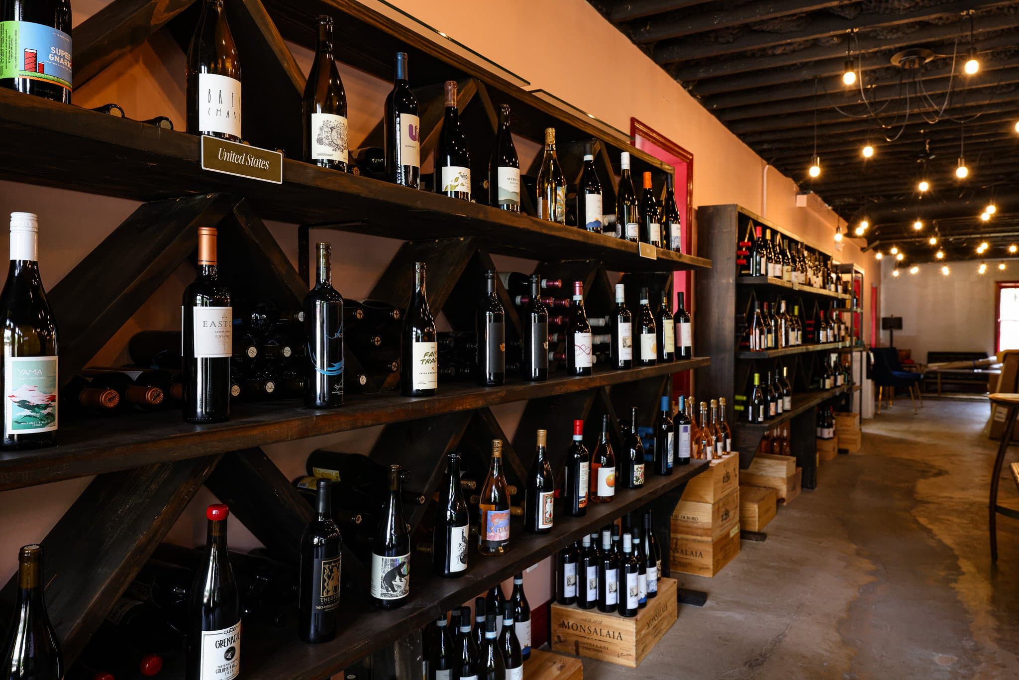 Curated bottles on the shelves